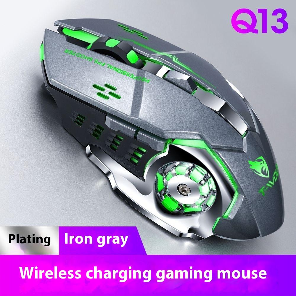 Rechargeable Wireless Mouse Dual-mode Bluetooth Game Luminous Metal Mouse Office Silent
