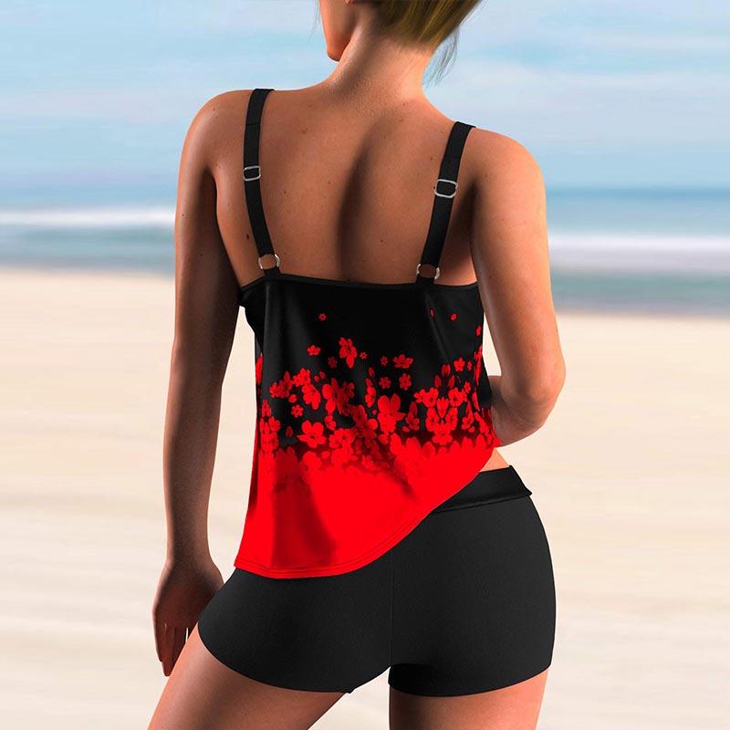 Badeanzug in Übergröße, Bademode für Damen, Blumendruck, Sling, zweiteiliger Badeanzug