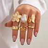 6pcs/Set Vintage Metal Flower Ring Set for Women Punk Elegant Baroque Faux Pearl Knuckle Rings Daily Wear Party Holiday Gifts