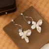Sweet Long Diamond-Set White Flower Fringed Earrings Gentle Super Fairy French Vacation Seaside Exquisite Earrings