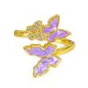 Retro Enamel Oil Butterfly Series Open Ring Women'S Western Regions Unique Niche Stacked Ring