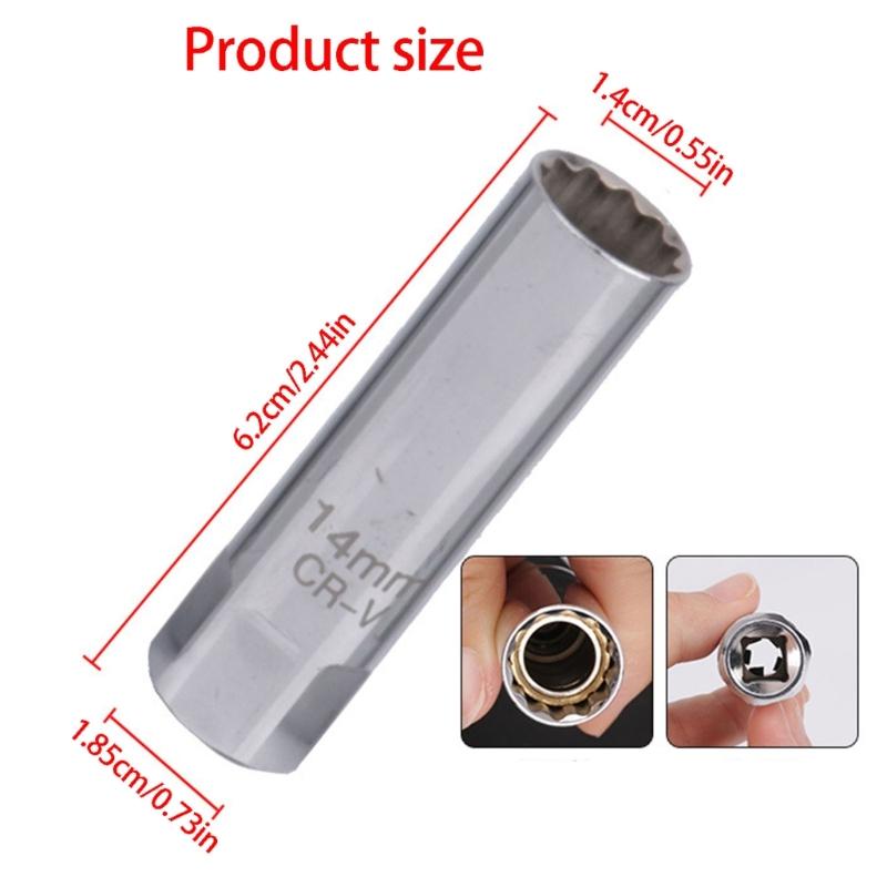 Thin Wall Swivels Magnetic Spark Plugs Socket Set 14Mm 3/8Inch Drive 12 Point Removal Tool for Tight Engine Spaces