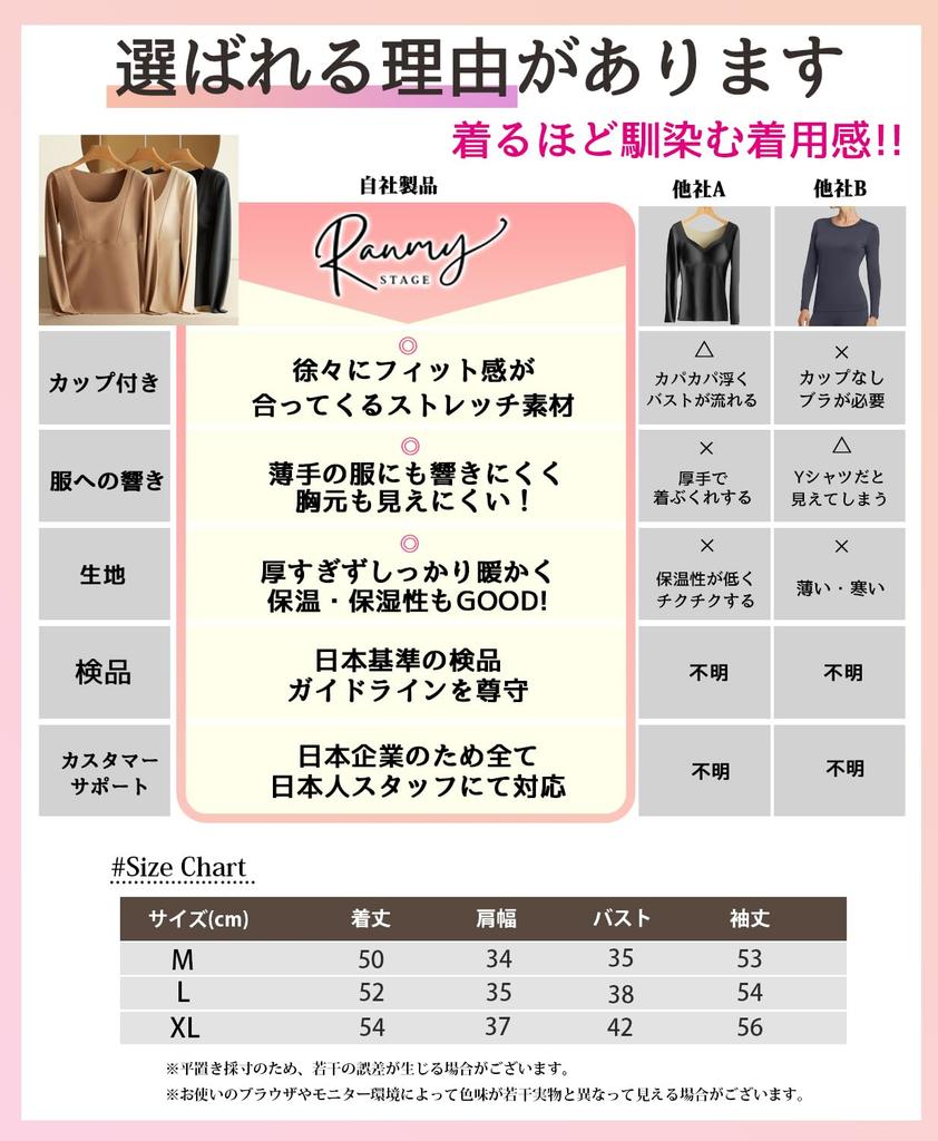 Ranmy Stage Warm Innerwear with Long Round Perfect for Fall and Size M Women's Fleece-Lined Warmth, Sleeves, Cupped, Seamless, Warm, Neck, Winter,