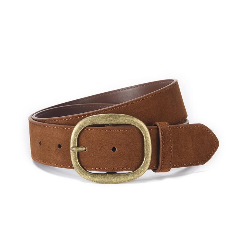 2026 High-Quality Women's Day Buckle Leather Belt - Imitation Suede, Reversible PU Cross Suede, Hot Selling