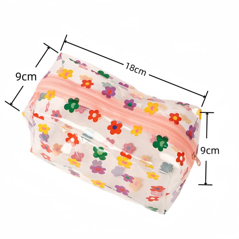 Borsa Portaoggetti Portatile con Stampa Cartoon Trasparente Grande Capacità Custodia per Trucco Borsa Multifunzionale per Cosmetici Borsa Organizer per Rossetti