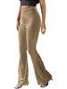 Women's Fashion Sexy High Waist Gold Velvet Ribbed Flared Pants