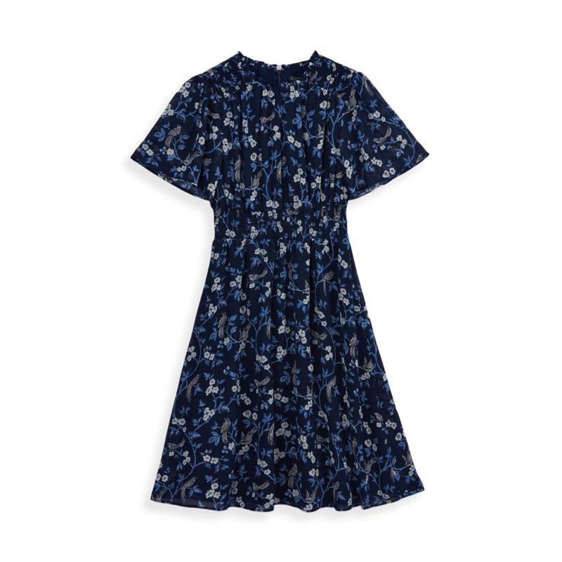 Brooks Brothers Women s Spring/Summer Lace Round Neck Printed Draped Dress XS 0