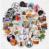 50pc Adhesive Music Decals Rock Roll Punk Vintage Stickers for Adults Kids Hydroflasks Laptop Skateboard Luggage Window