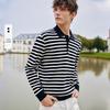 Navigare Men's Striped Long Sleeve Polo Knit Sweater