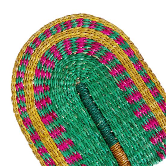 Handmade Straw Weaving Fan Natural Sea Grass Raffia Fan with Long
