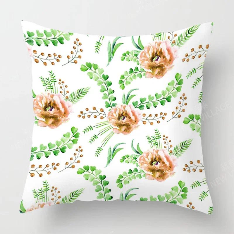 Nordic Fall Home Decor Autumn Throw Pillow Case Sofa Cushion Cover Modern 45X45Cm 45*45 50X50Cm 60X60 40X40Cm Plant Green Leaf