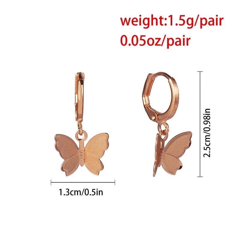 Classic Stat Moon Butterfly Drop Earrings for Women Golden Copper Color Metal Round Circle Dangle Earrings Simple Cute Zircon