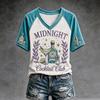 Women's Halloween V-Neck Short Sleeve T-Shirt Casual Printed Top