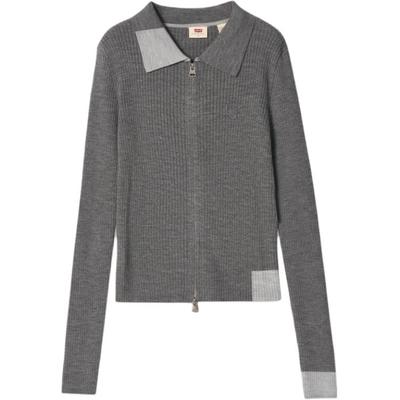 Levis Casual Simple Slim Fit Comfortable Zip Long Sleeve Knit Top Women Tops 0051Q-0000