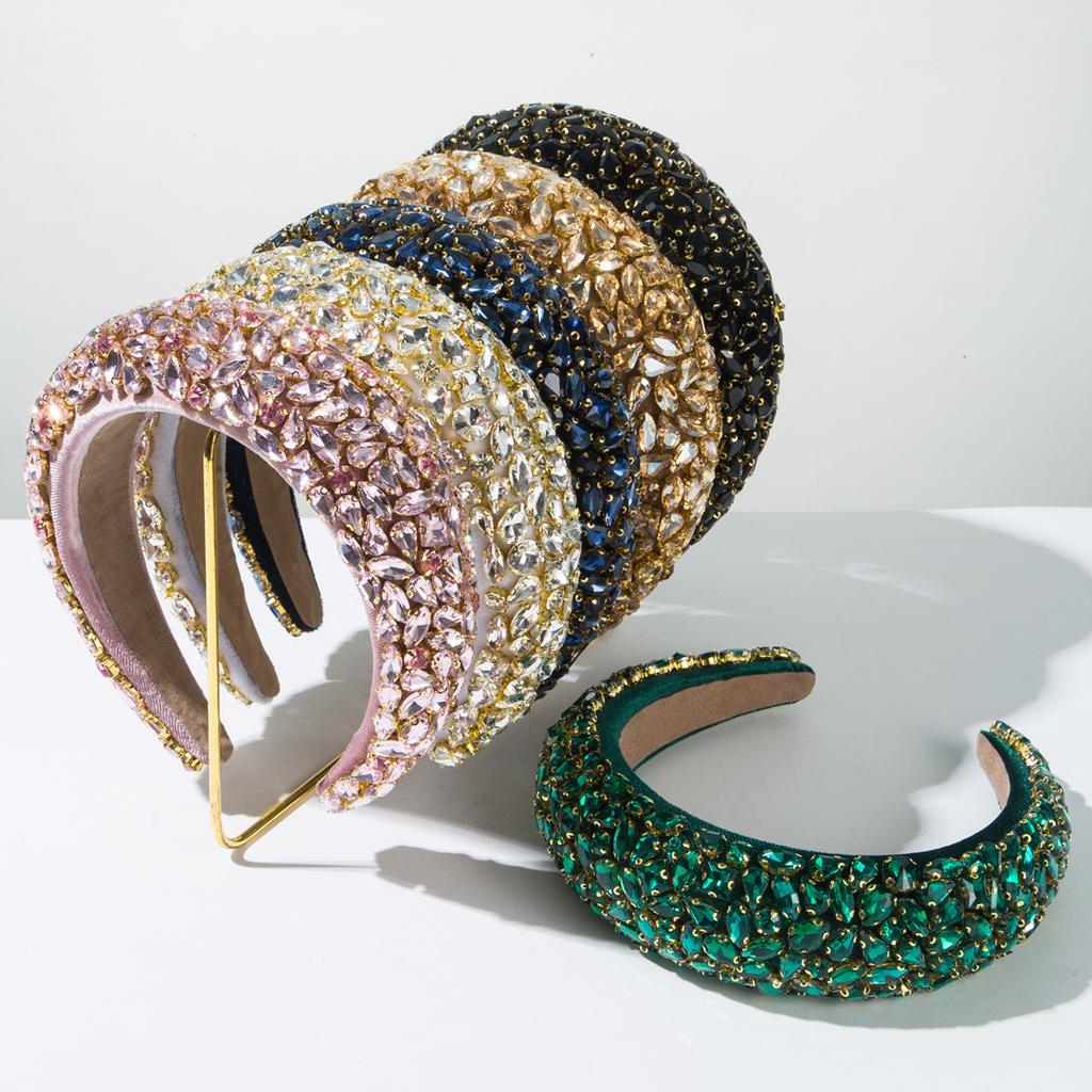 Crystal Headbands For Women Luxury Wide Padded Bling Sparkly Woman Hairband Rhinestone Hair Hoop Wedding Prom Party Hair Jewelry