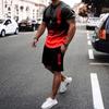 Summer Casual Men's Adult Set 3D Printed Pattern Men's Short-Sleeved T-shirt Set Gradient Cool Casual Sports Shorts two-Piece