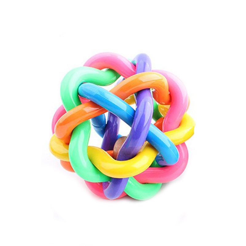 

Забавные игрушки для питомцев: Разноцветный резиновый мячик с колокольчиком, для прорезывания зубов у собак, интерактивный радужный мячик для кошек Small 4cm разноцветный