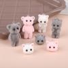 2Pcs Cat Bear Pendant Kawaii 3D Fluffy Flocking Charms Miniature Dolls Keychain Necklace Pendant Diy Crafts Jewelry Make