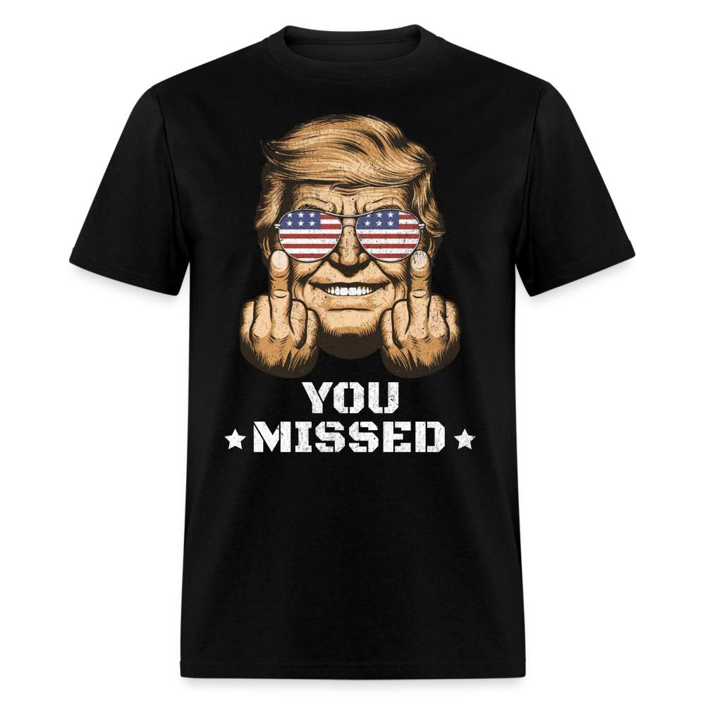 

Funny Trump You Missed shirt USA Flag Trump 2024 Shooting T-Shirt size S-6XL 4XL