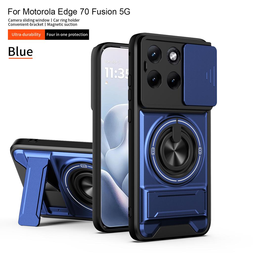 Custodia per Telefono con Supporto Magnetico da Auto per Motorola Moto Edge 70 60 Fusion 50 Neo Protezione Lente Scorrevole Fotocamera Cover Rigida Antiurto