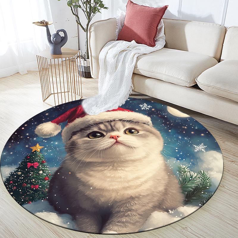 

Cute British Shorthair pattern round rug,Carpet Rug for Living Room Bedroom Playroom ,Non-slip Floor Mat,Holiday Gifts and Birthday Gifts. 80cmx80cm