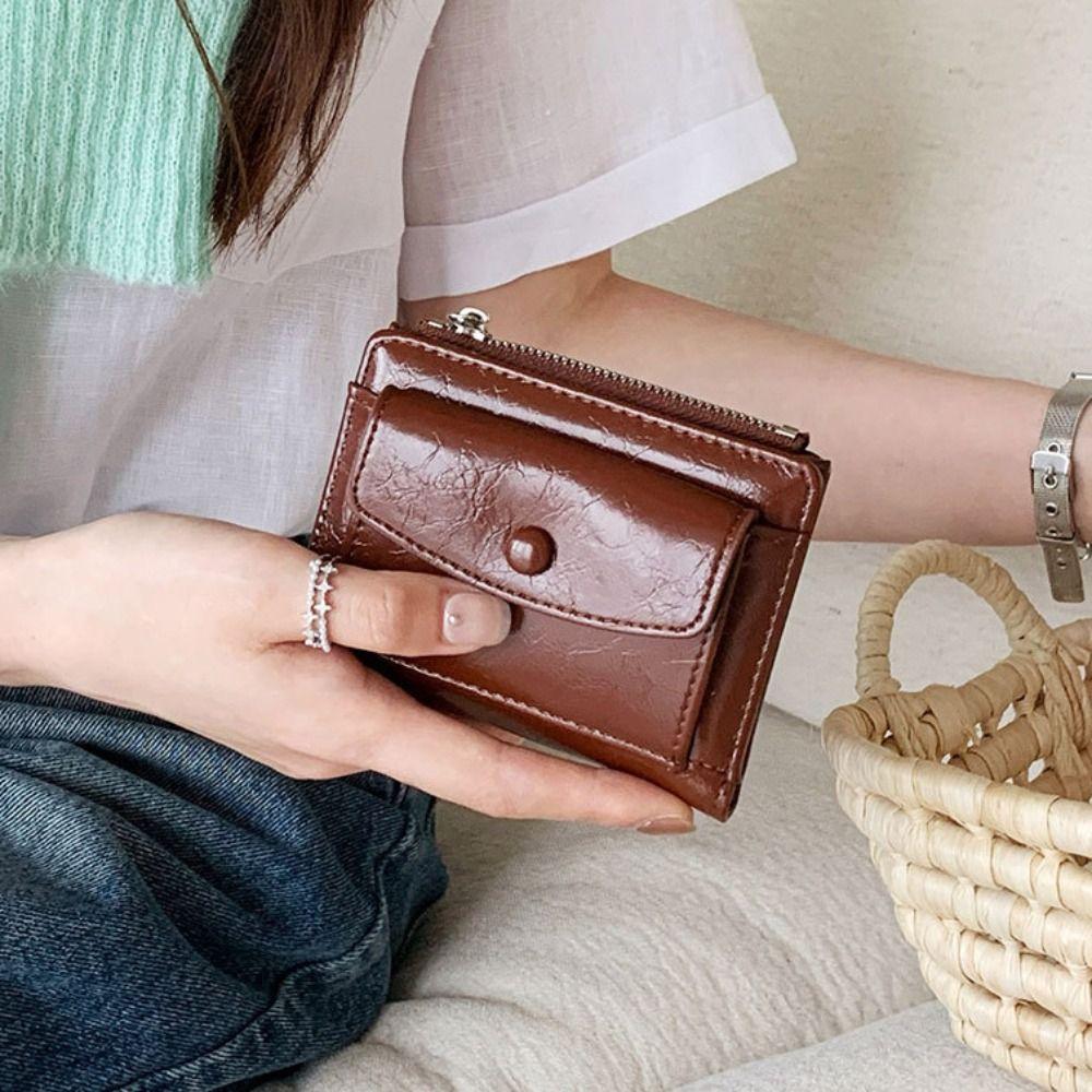 Ultra Thin Women Short Wallet Short Clutch Coin Pouch Portable PU Leather Card Holder  Men