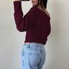 Women's Casual Fashion Off-Shoulder Solid Color Short High-Waisted Slimming Sweater