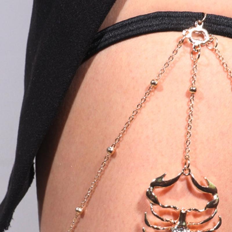 Punkowy łańcuszek na nogę, podwiązka, wiszący skorpion, długi frędzel, łańcuszek na udo, elastyczny, seksowny łańcuszek na ciało, biżuteria, impreza w klubie nocnym dla kobiet
