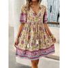 Women's Summer Vacation Printed Short-sleeved Dress
