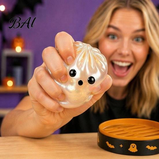 Dumpling Shaped Toy 1/6Pcs Halloween Stress Relief Toy, Devil Pumpkin Eyeball Skeleton Squeeze Party Favors Anxiety Reduction Dough Bun Fidget