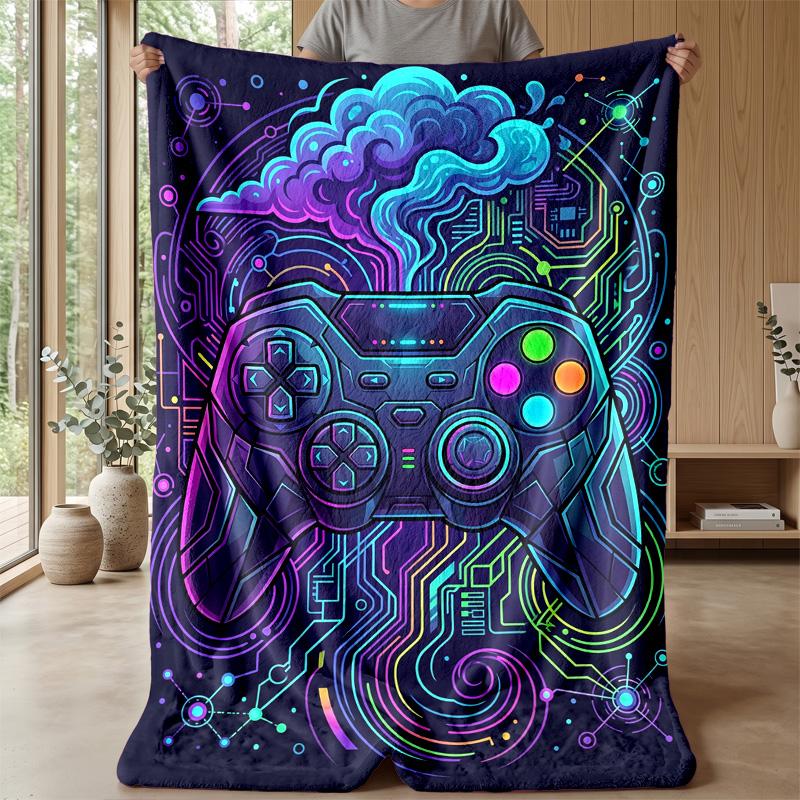 Futuristic Gaming Controller Theme blanket Lightweight Warm Flannel Blanket Decorative Throw Blanket for Home Decoration