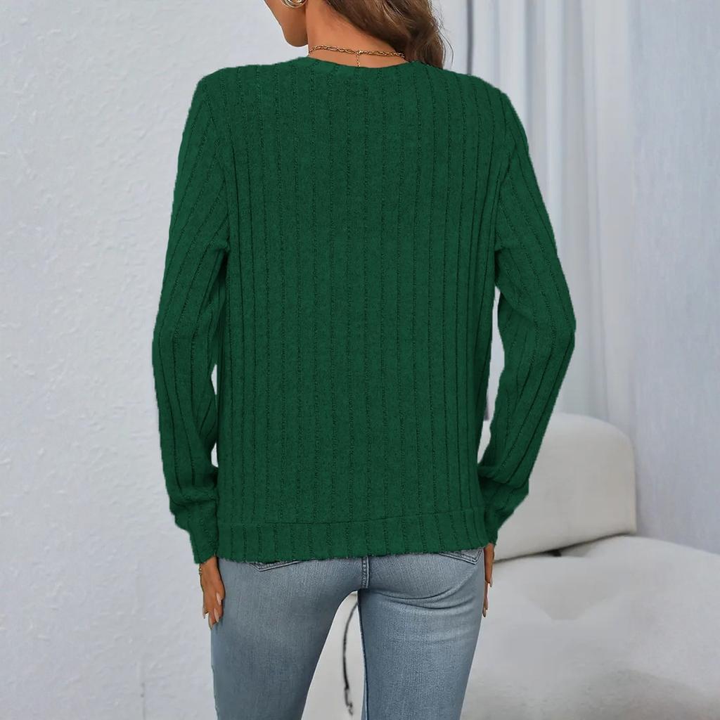 Women's Fashion Solid Color V-neck Long Sleeve Button Casual Cardigan Coat