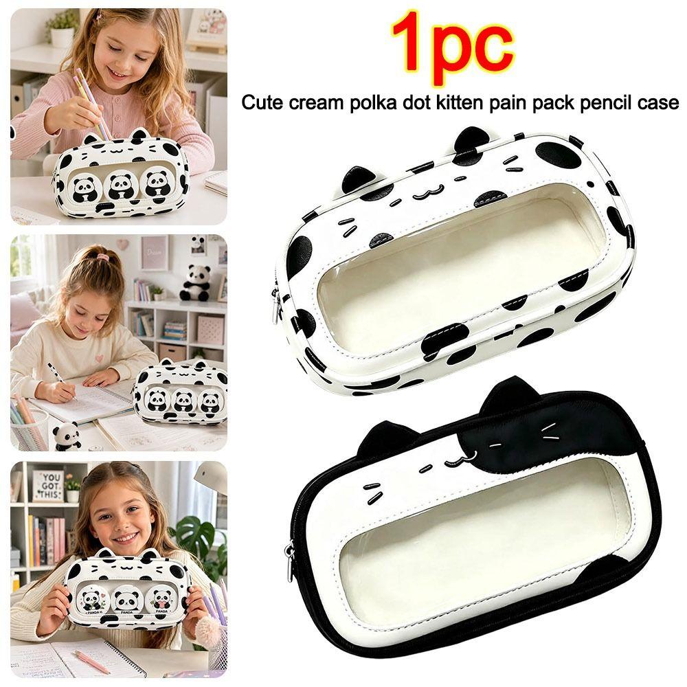 With Clear Window Pencil Pouch Double Layers Stationery Bag Kawaii Pen Bag  Gift