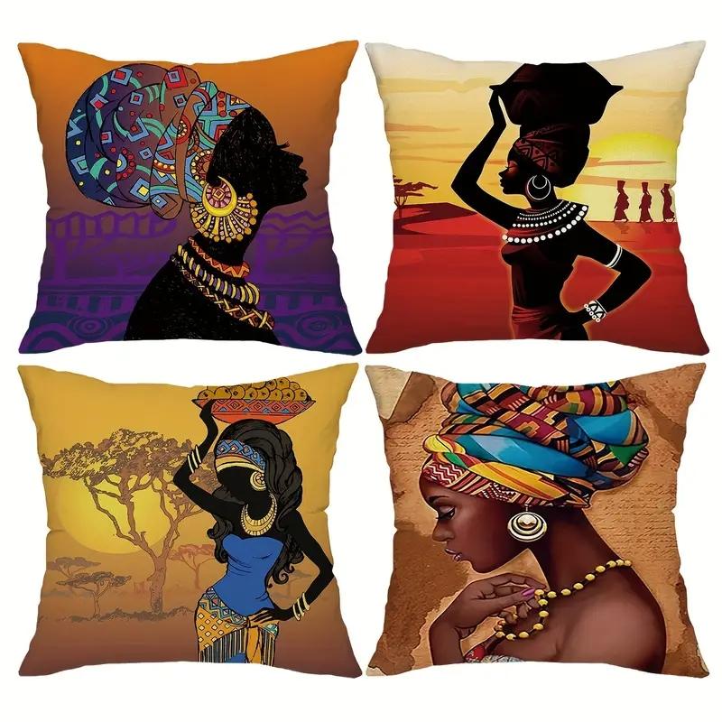 1Pc Throw Pillow Cover Indoor Outdoorwashable Traditional African Style Pillowcase, Home Decor,Bed Sofa Chair Cushion Covers