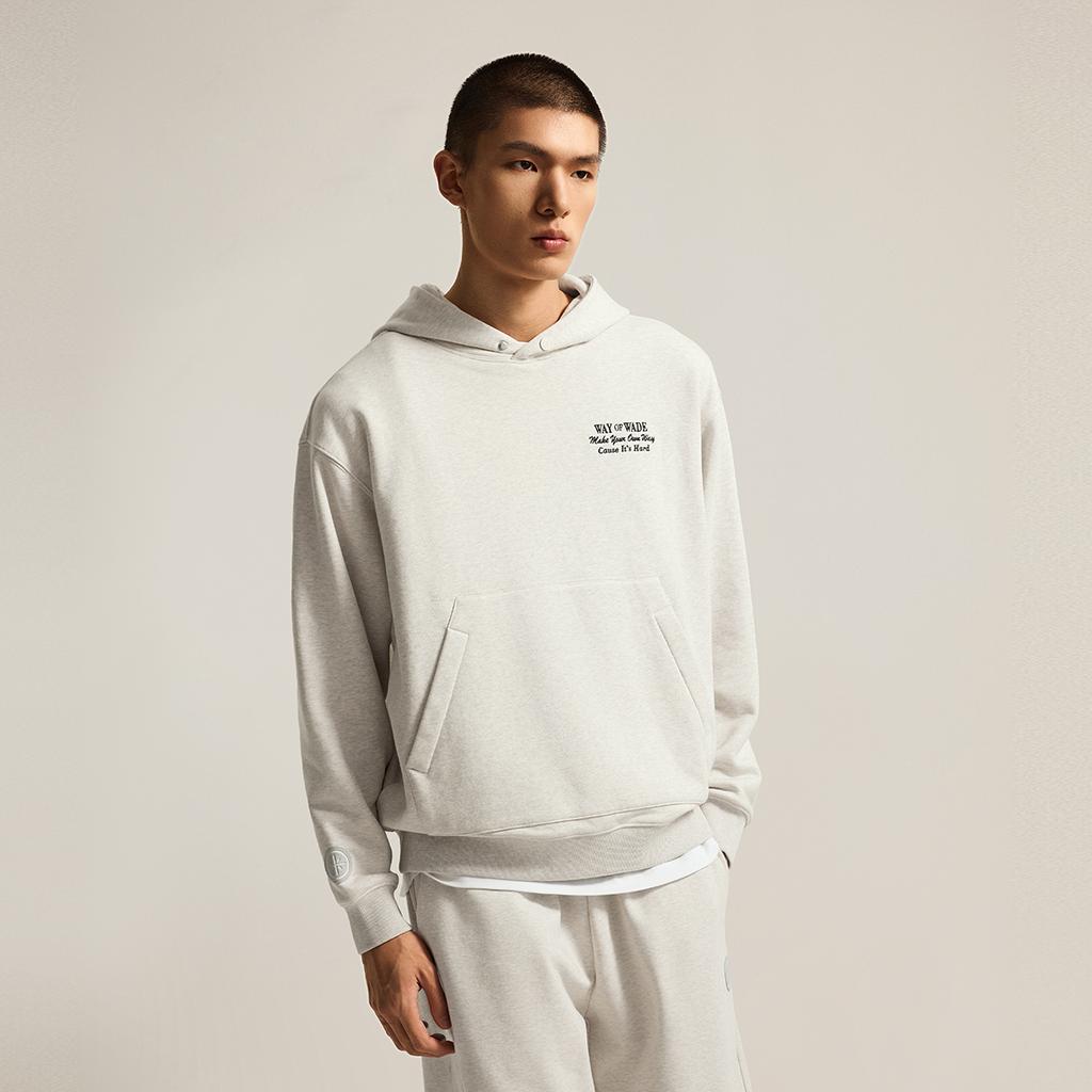 Li-Ning Felpa con cappuccio casual sportiva tinta unita semplice serie Wade da uomo felpa Grigio Chiaro Grigio Scuro AWDV425-3