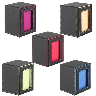 Large Capacity Card Organiser Box With Display Window, PU Leather Cards Deck Storage Box For Trading Card Game Cards