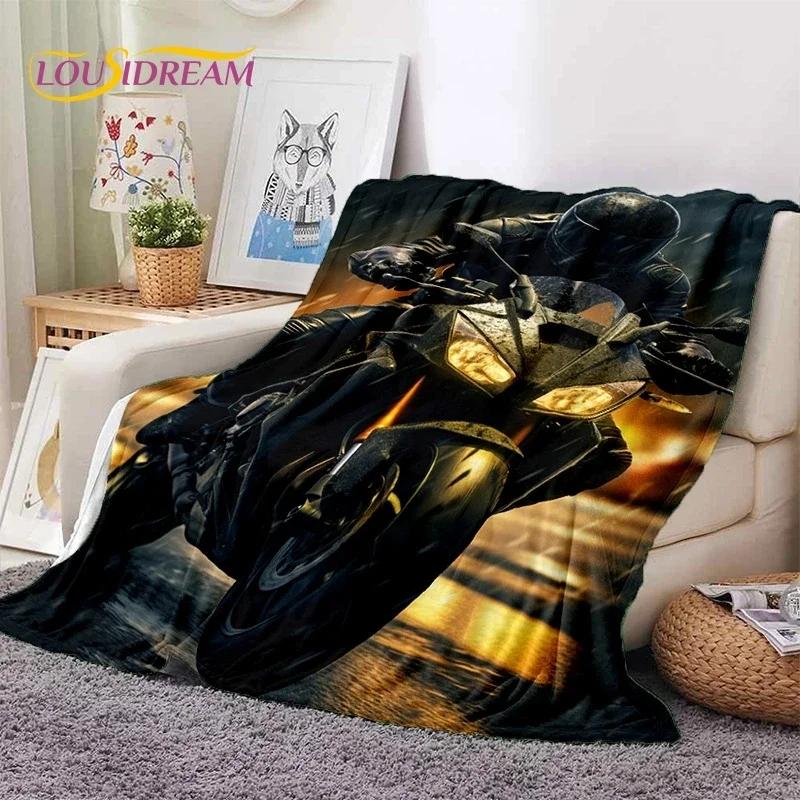 Motocross Modern retro Motorcycle Soft Flannel Blanket for Bed Bedroom Sofa Picnic,Throw Blanket for Cover Outdoors Leisure Gift