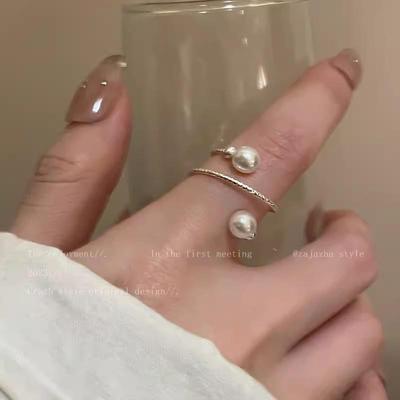 Pearl Adjustable Open Ring for Women - French Luxury Design Index Finger Band