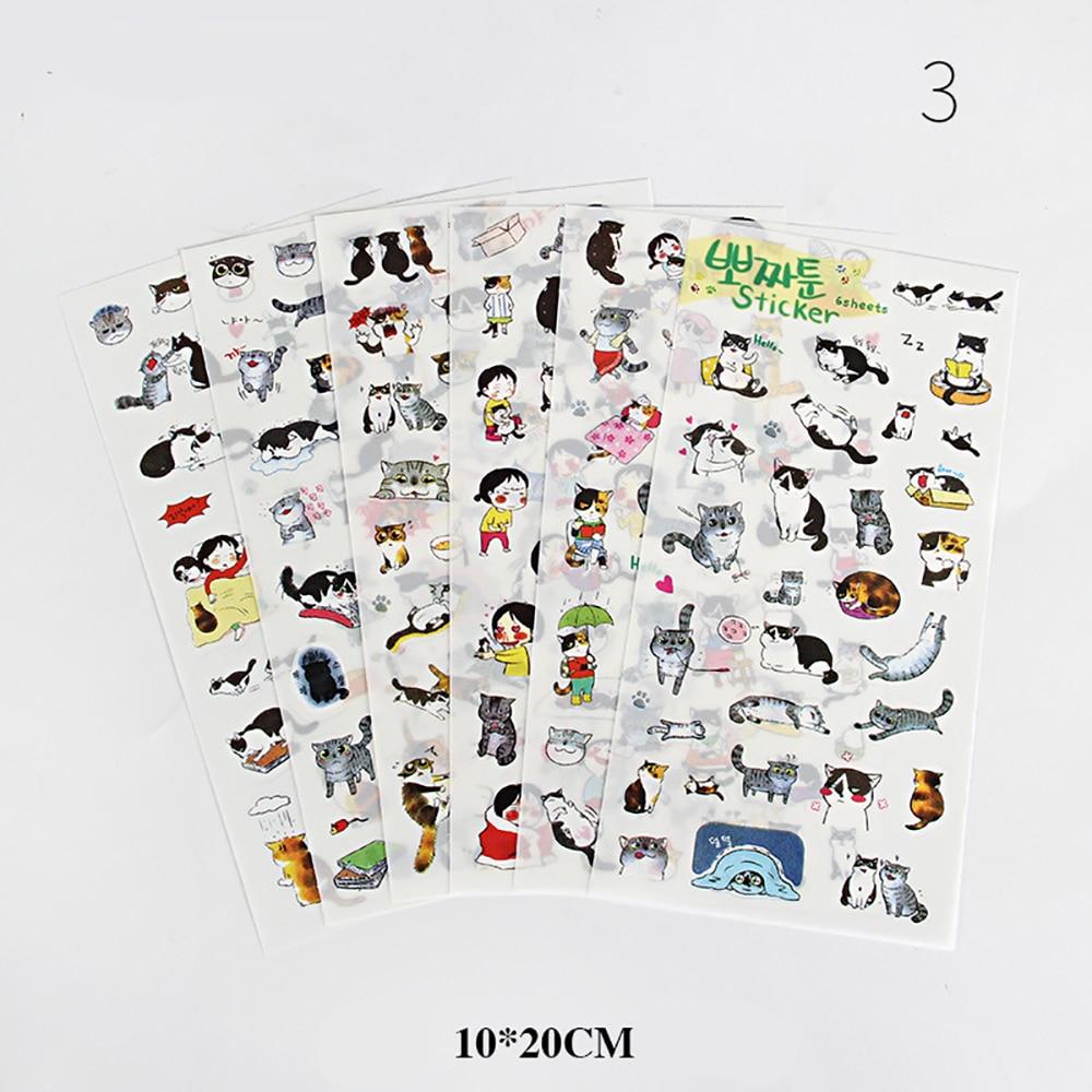 6 Sheets Cartoon Creative Stickers DIY Scrapbook Diary Phone Decorative Stickers Stationery