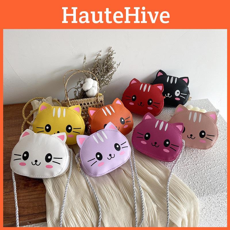Cat Crossbody Bag Polychrome Children Cartoon Mini Shoulder Bag Shopping Wallet