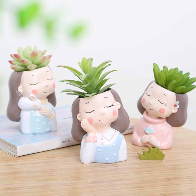2×Head-Planter Silicone Mold Face Flower Pot Concrete Mold Face Statue Planter Mold Face Flower Vase Epoxy Casting Mold