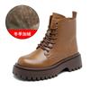 Thick Soled Women'S Boots  New British Style Single Boots Autumn And Winter With Fleece Short Boots Fashionable Women'S Shoe