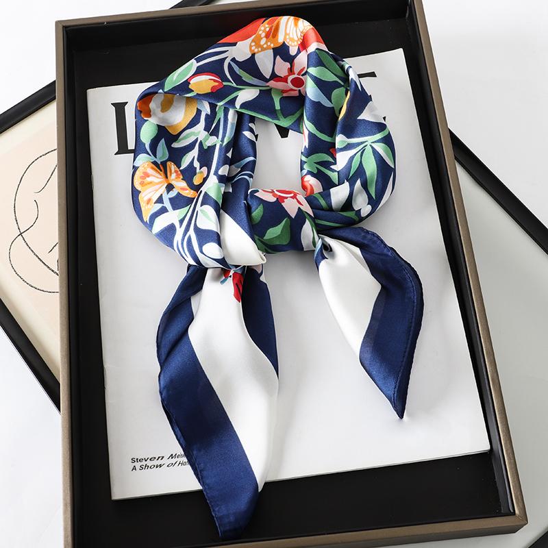 2024 Luxury Square Silk Scarf for Women Hijab Hair Bands Neckerchief Female Satin Shawl Ribbon Headband Fashion Wraps Bandana