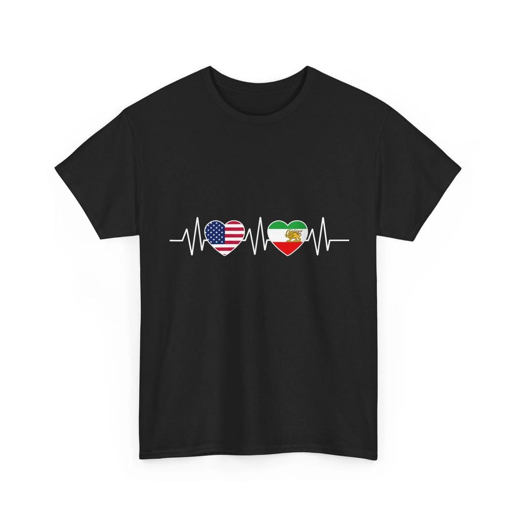 Persian American Flags Shirt, USA Persia Heritage Heart Women Men T-Shirt