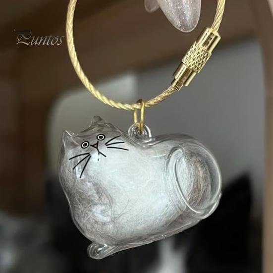 Elegant Pet Fur Memory Jar Cat Hair Storage Bottle Transparent Keepsake Keychain Memorial for Collecting And Dog Gift Pets