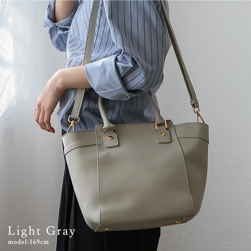 VITAFELICE Genuine Leather Handbag for 2-Way Women, sib-20074n (Light Gray)