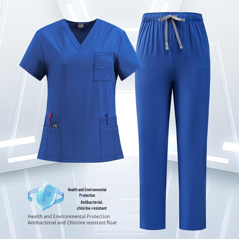 Unisex Quick-Dry Short-Sleeve Scrub Suit for Medical and Veterinary Professionals