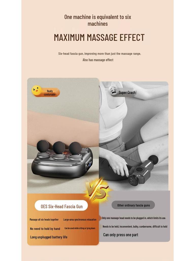 Electric Muscle Massage Gun with 6 Heads for Full Body Pain Relief