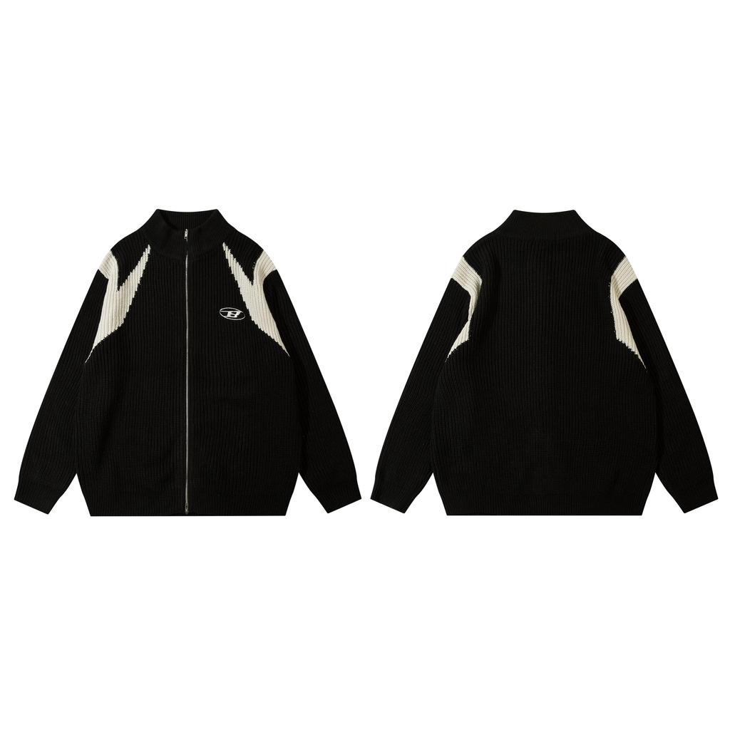 Streetwear Turtleneck Cardigan Zipper Unisex Y2K Sweater