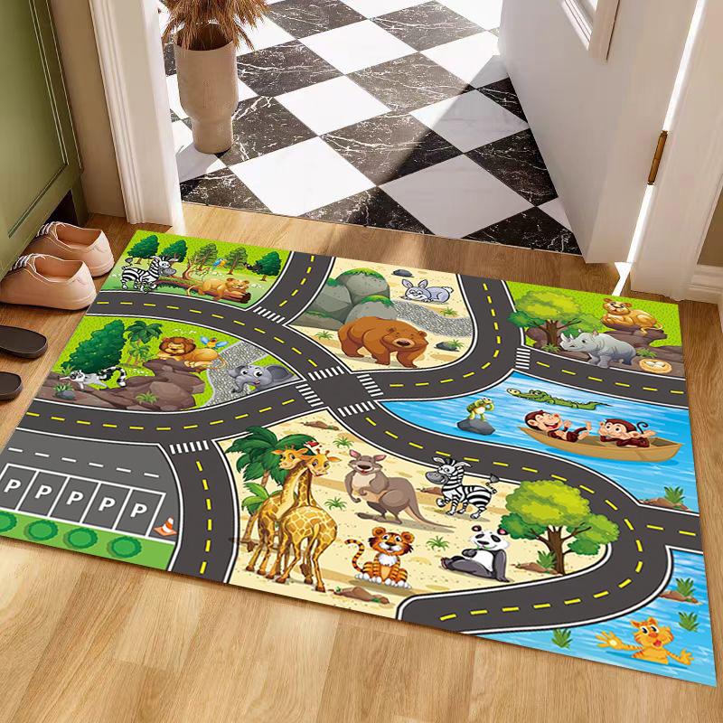 Kids Traffic Game Play Mat – Parking Lot Road Track with Cars & Signs – Interactive Educational Floor Rug for Boys and Girls